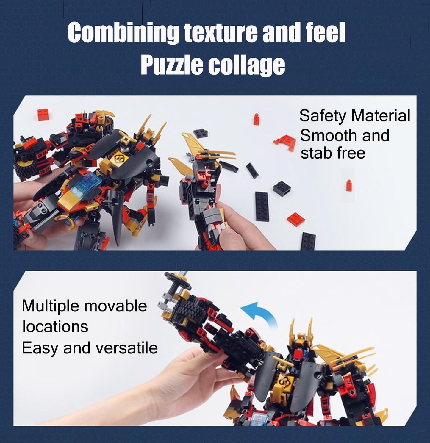 QLT QIAOLETONG 12-in-1 Transforming Mecha Robot Building Set – 542 Pieces, Lego-Compatible