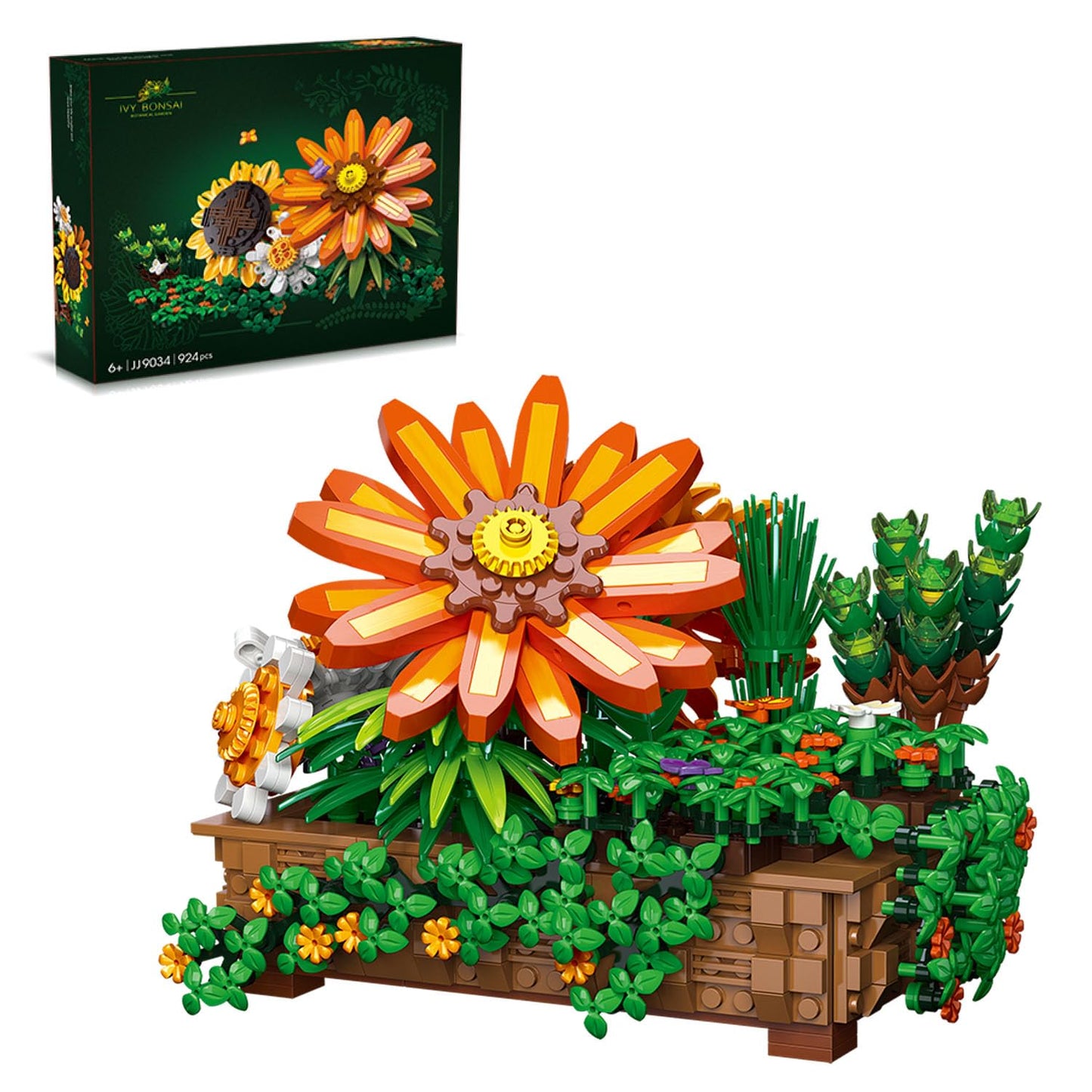 QLT QIAOLETONG 924-Piece Sunflower Bonsai Building Set – Compatible with Lego Flower Sets for Adults