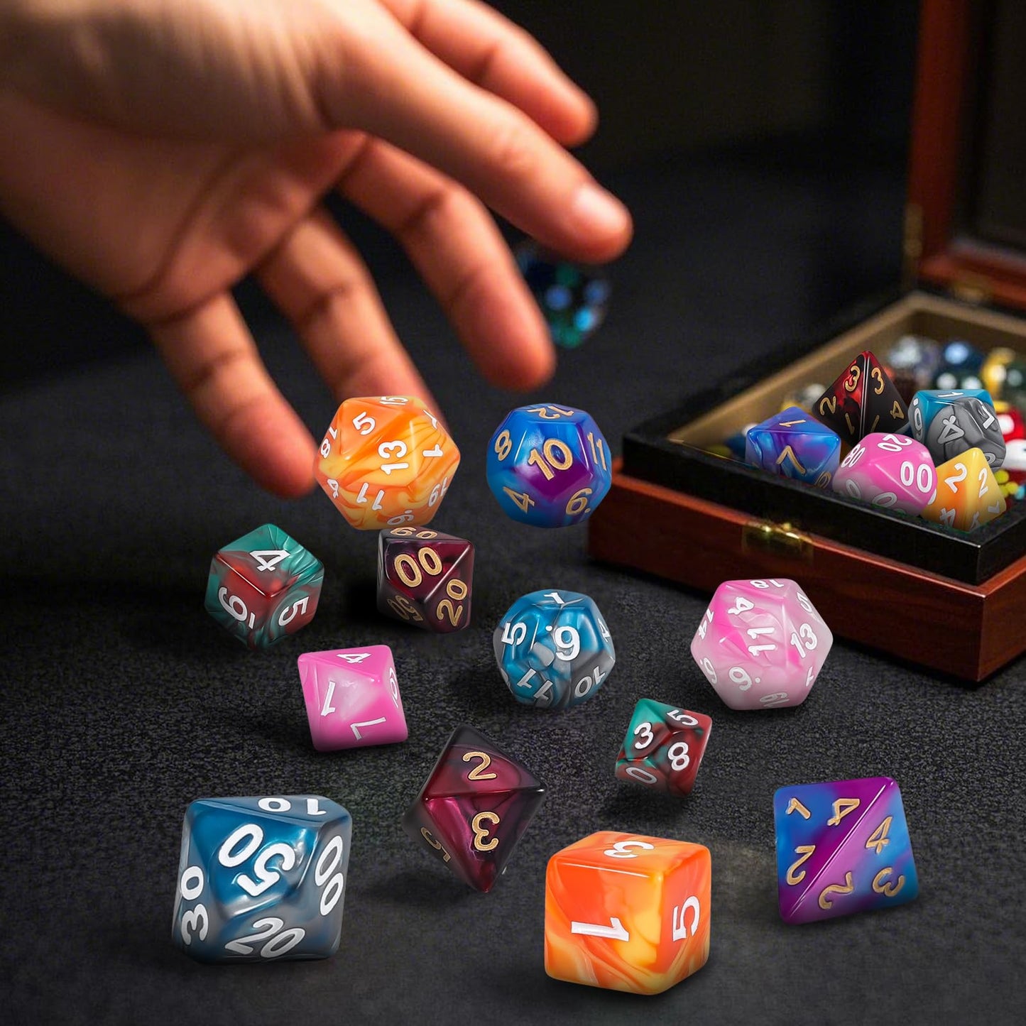 QMay DND Dice Sets – 42 Polyhedral Dice with 6 Drawstring Bags for RPGs