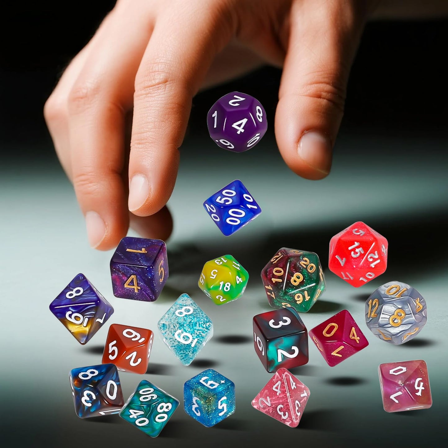 QMay 35 Sets Polyhedral Dice – 245 Pieces + Large Drawstring Bag