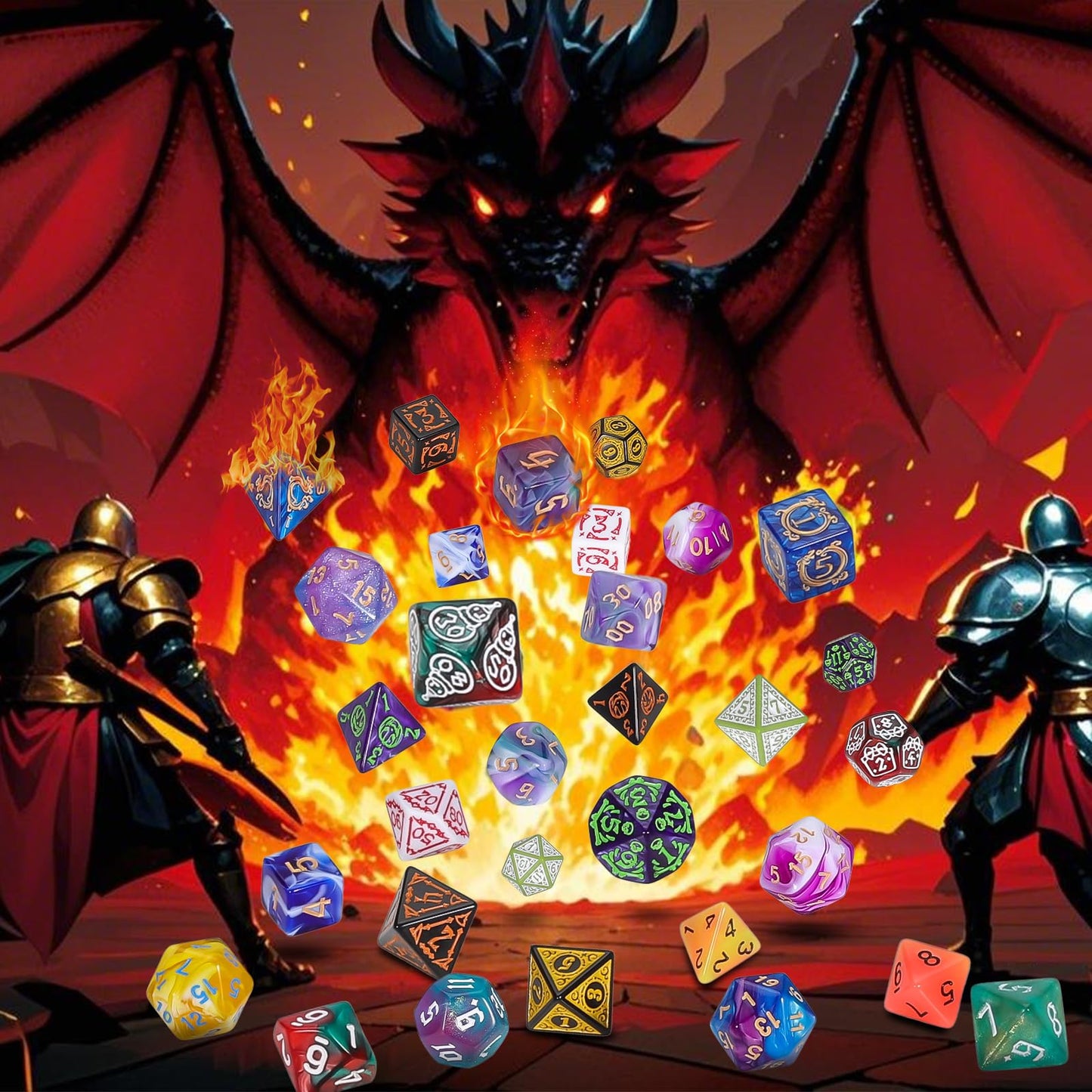 QMAY Mystery Dice Box – 48 Pcs DND Dice Set with 6 Surprise Boxes