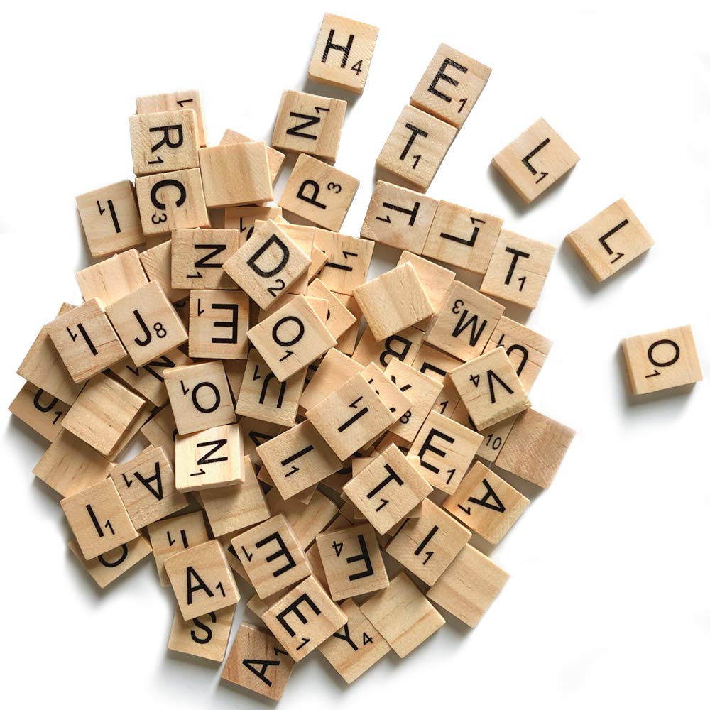 QMET 500 Wood Letter Tiles – 500 Scrabble Tiles for Crafts