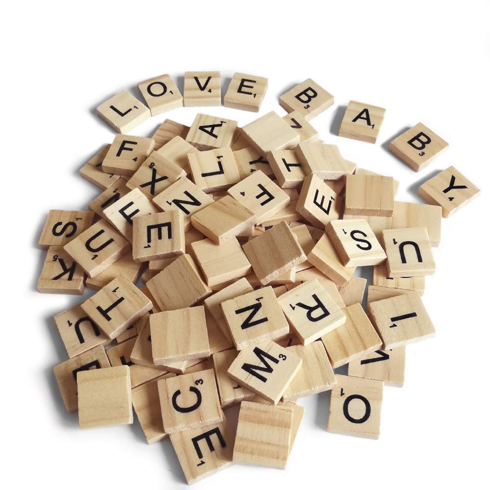 QMET 200PCS Scrabble Tiles – Wood Letters for Crafts, Coasters & DIY Gifts