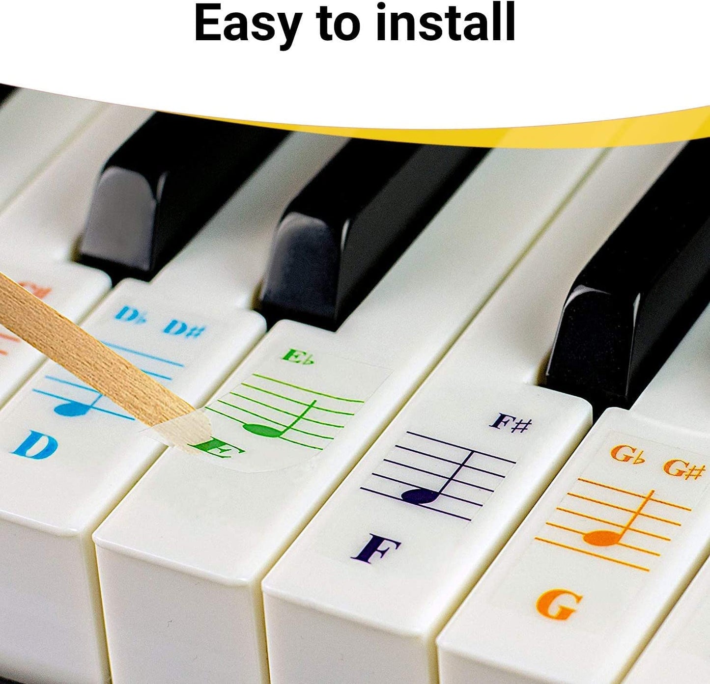 QMG Color Piano Stickers & Complete Color Note Piano Lessons for Kids and Beginners | Designed and Printed in USA