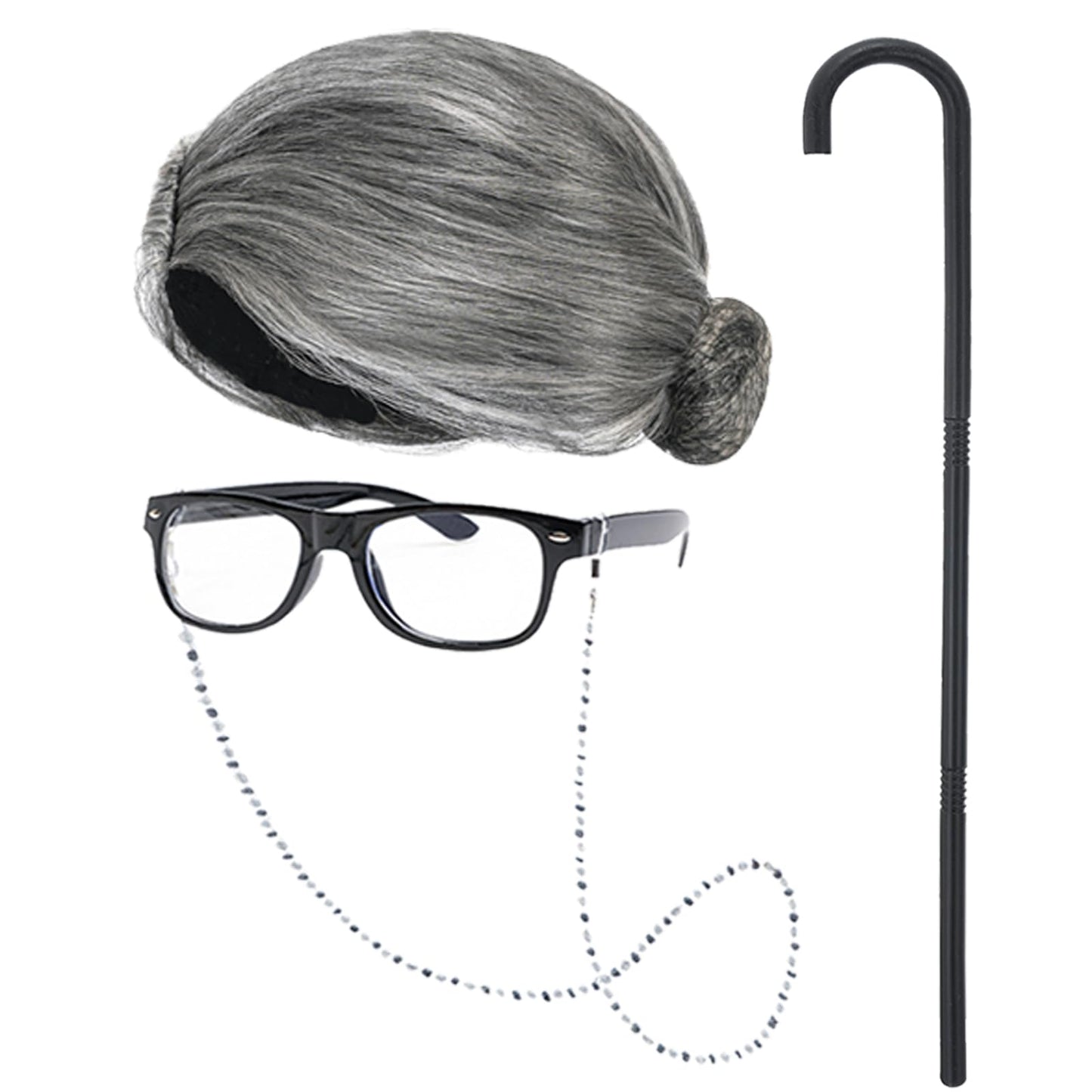 qnprt 100 Days of School Costume – 100th Old Lady Dress Up for Kids | Grandma Outfit Kit