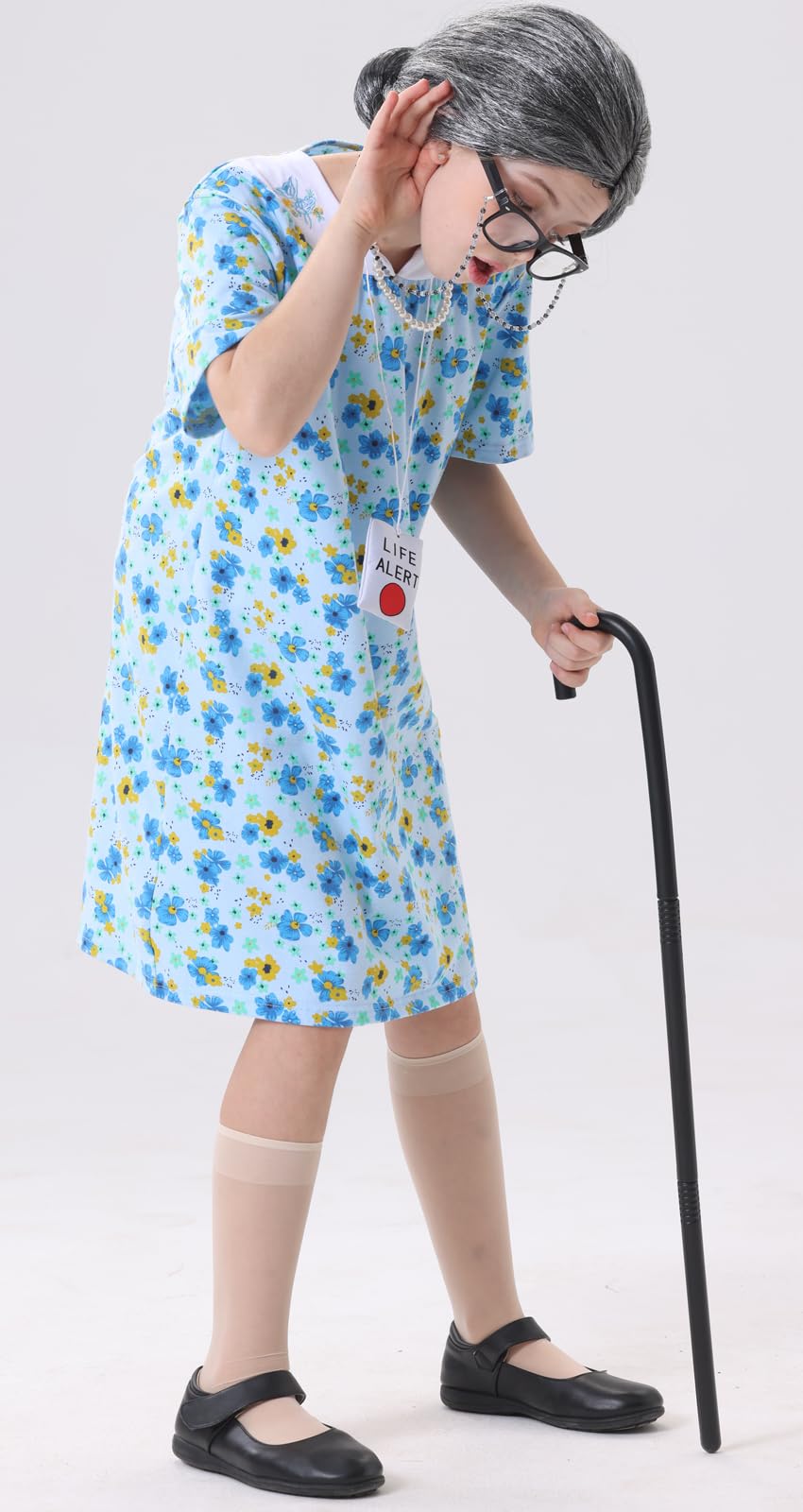 qnprt 100 Days of School Costume – 100th Old Lady Dress Up for Kids | Grandma Outfit Kit