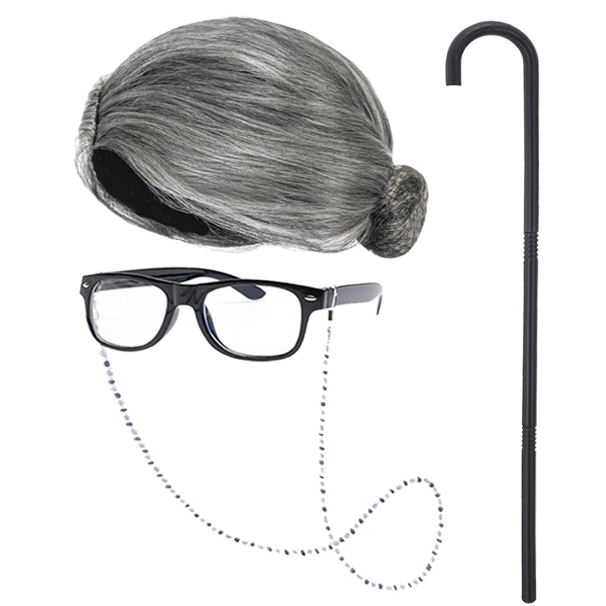 qnprt 100 Days of School Costume - 100th Old Lady Dress Up for Kids