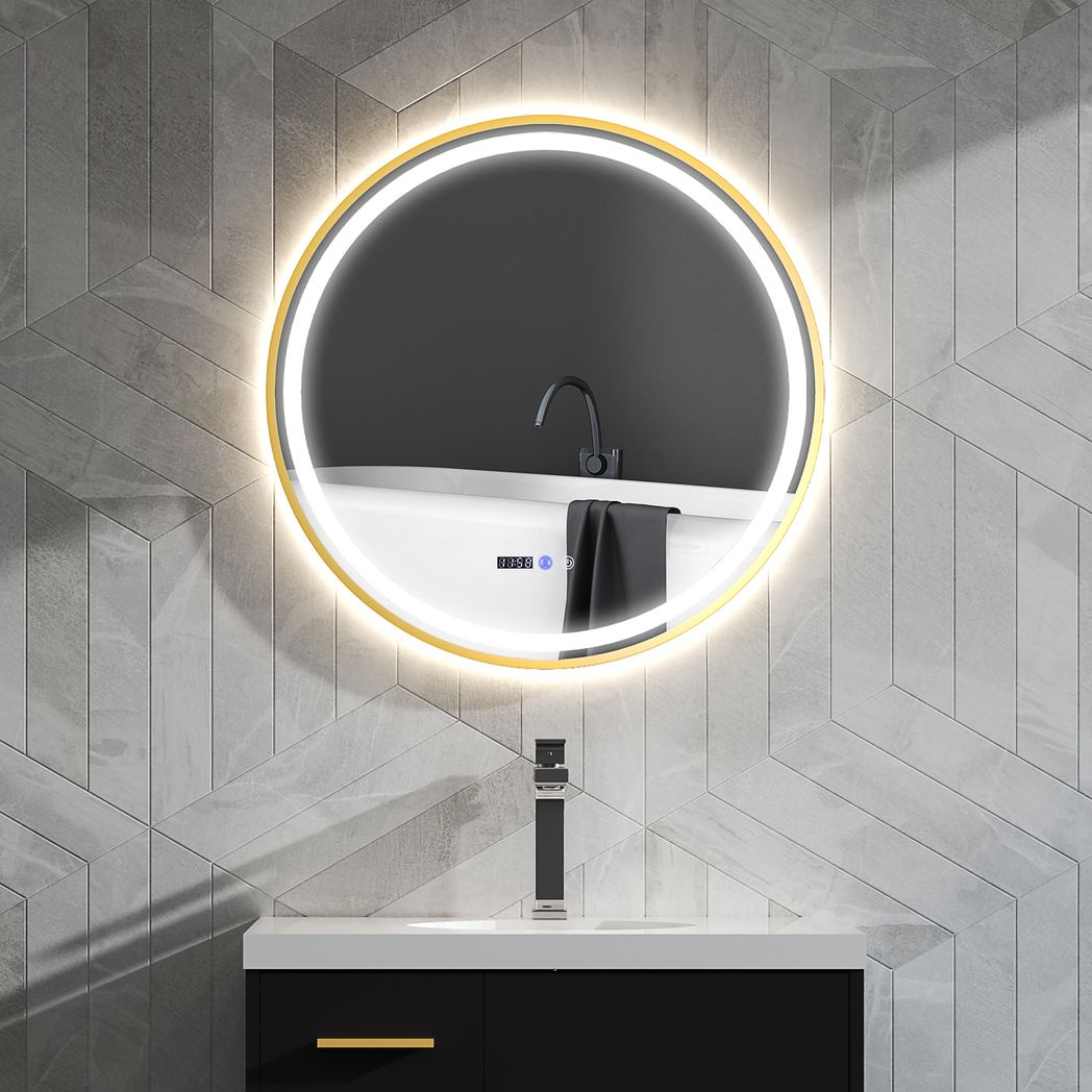 HOMCOM Illuminated Bathroom LED Mirror 60cm Round Wall Mounted Mirror