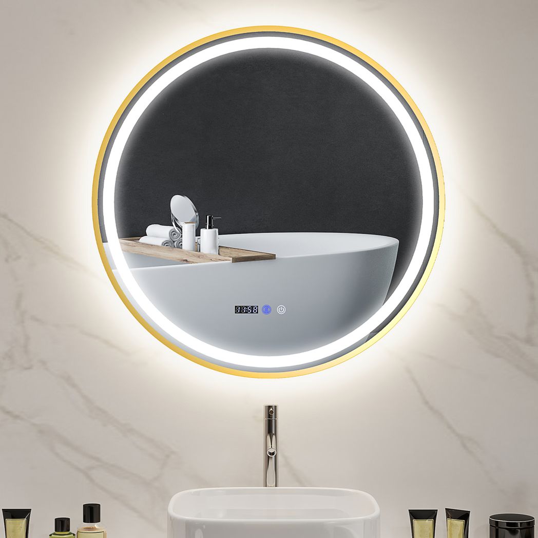HOMCOM Illuminated Bathroom LED Mirror 60cm Round Wall Mounted Mirror