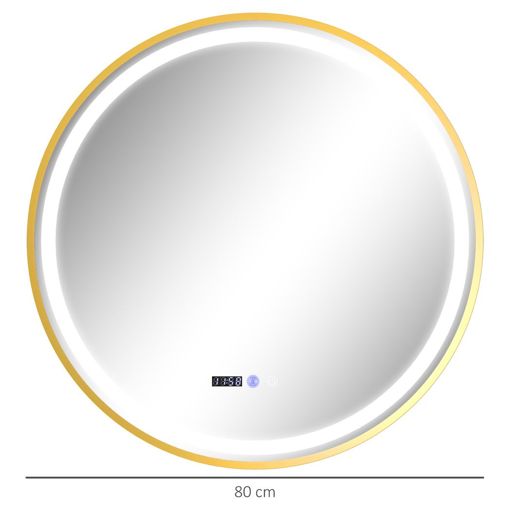 HOMCOM Illuminated Bathroom LED Mirror 60cm Round Wall Mounted Mirror