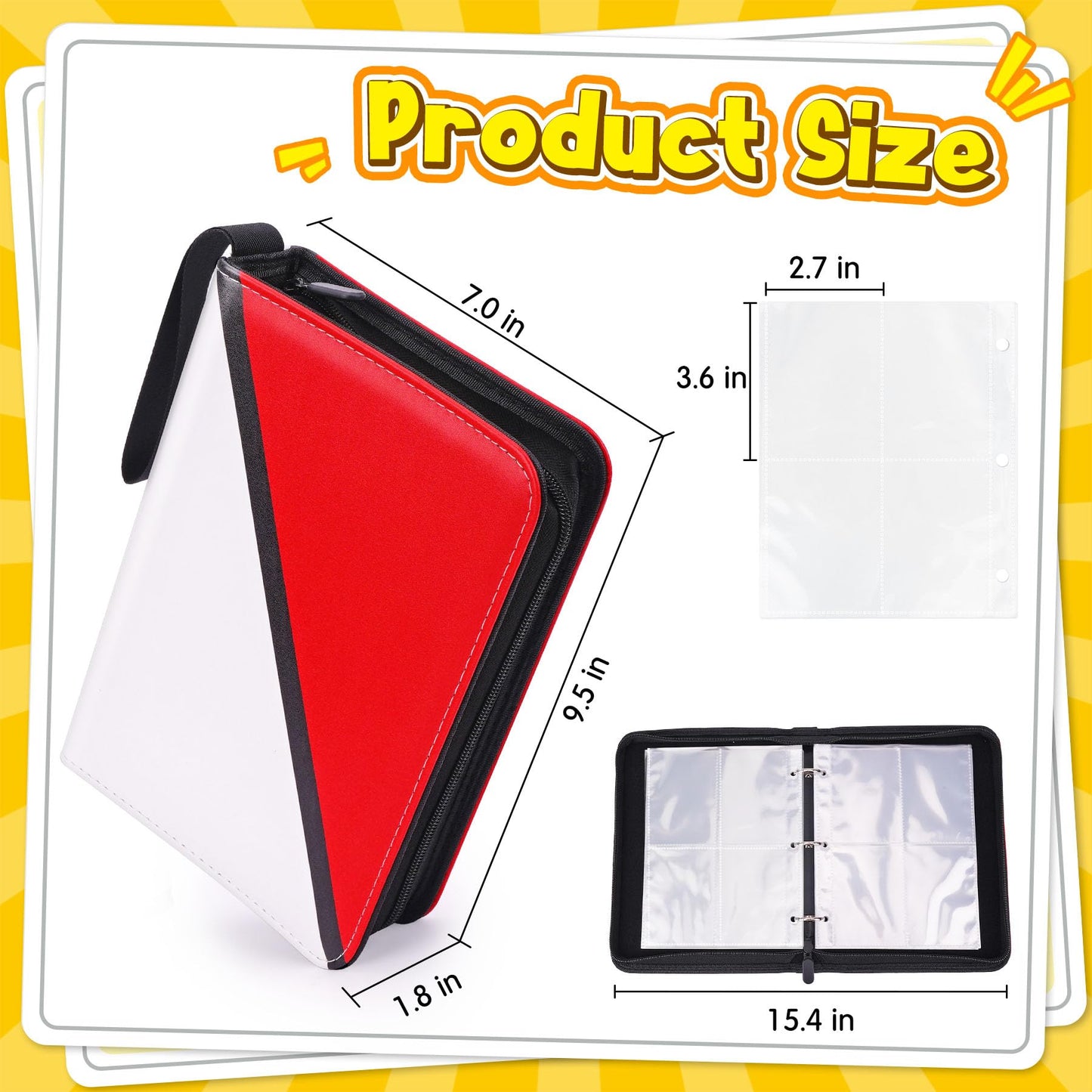 Qodalyth Card Binder – 4-Pocket Zipper Album for 400 Cards | Premium PU Leather