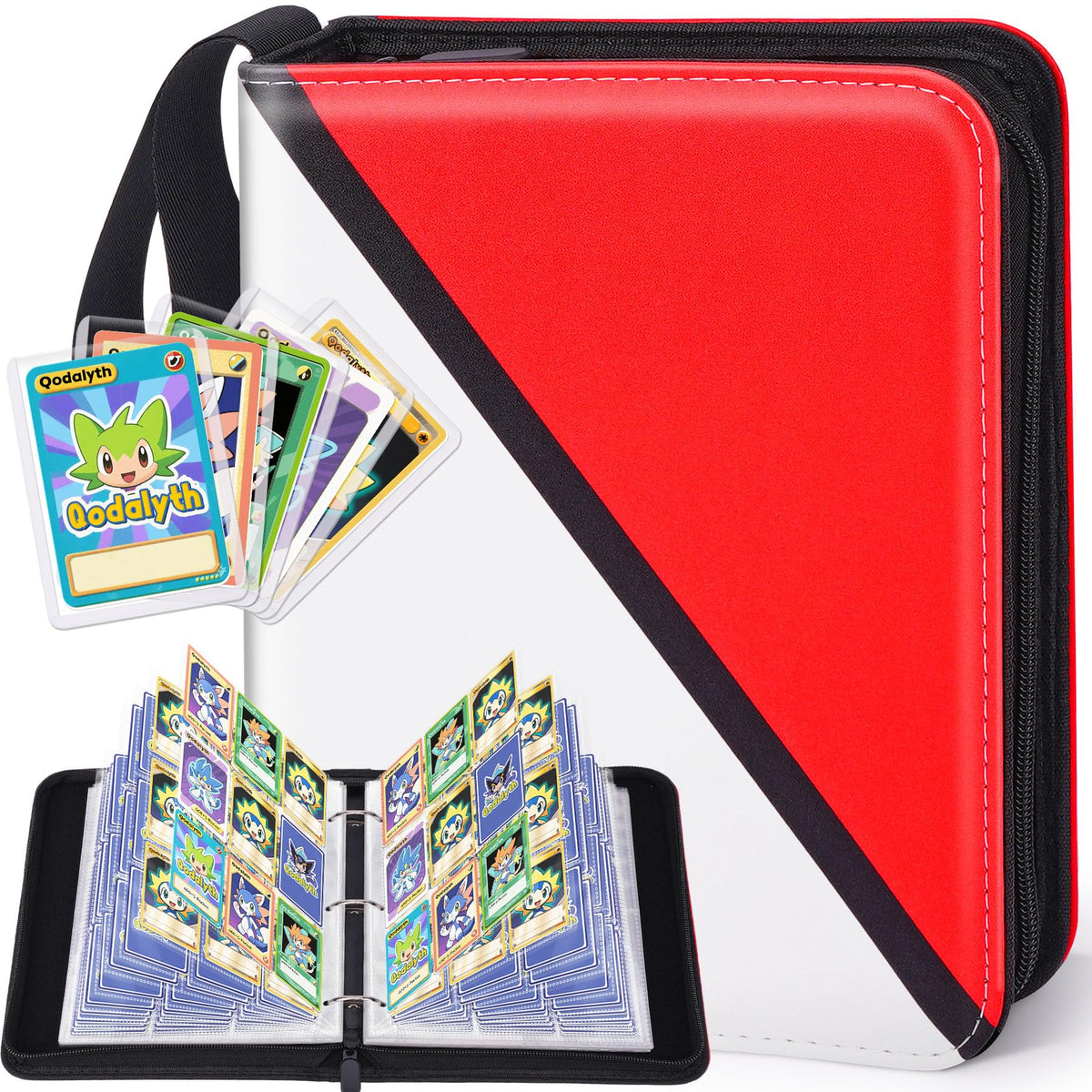 Qodalyth Card Binder – 9-Pocket Zipper Album for 900 Cards | Premium PU Leather