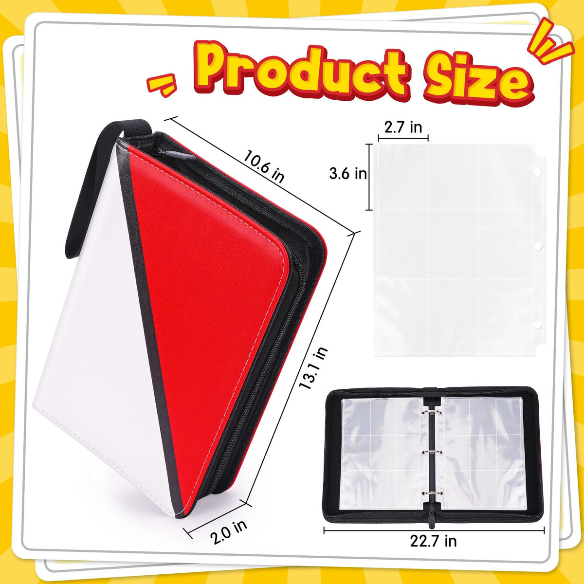 Qodalyth Card Binder – 9-Pocket Zipper Album for 900 Cards | Premium PU Leather