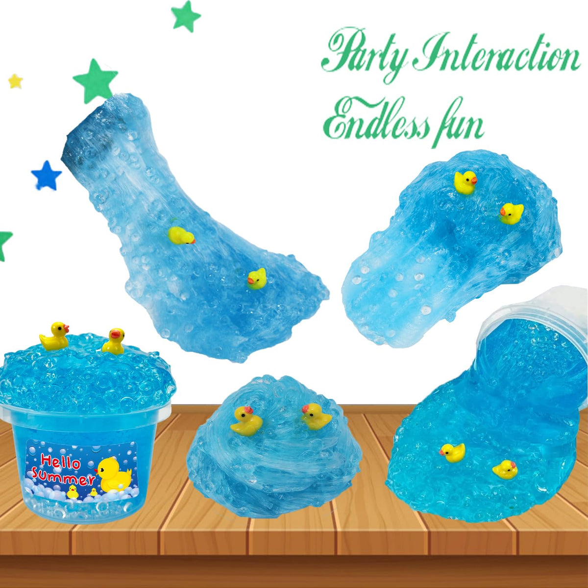 QOFRJTU Charming Blue Crunchy Fishbowl Bead Slime – Soft, Non-Sticky, Gift-Ready for Parties