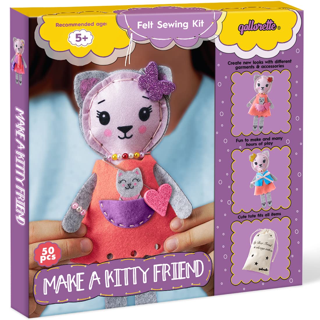 Qollorette Felt Sewing Kit for Kids – Make Your Own Kitty Toy & Learn to Sew