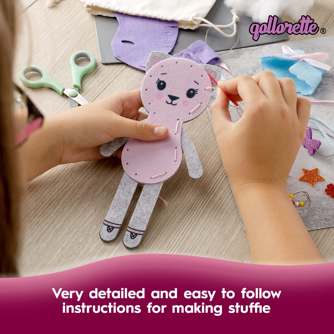 Qollorette Felt Sewing Kit for Kids – Make Your Own Kitty Toy & Learn to Sew