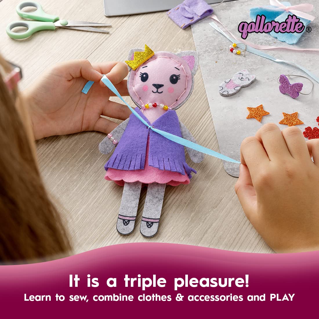 Qollorette Felt Sewing Kit for Kids – Make Your Own Kitty Toy & Learn to Sew