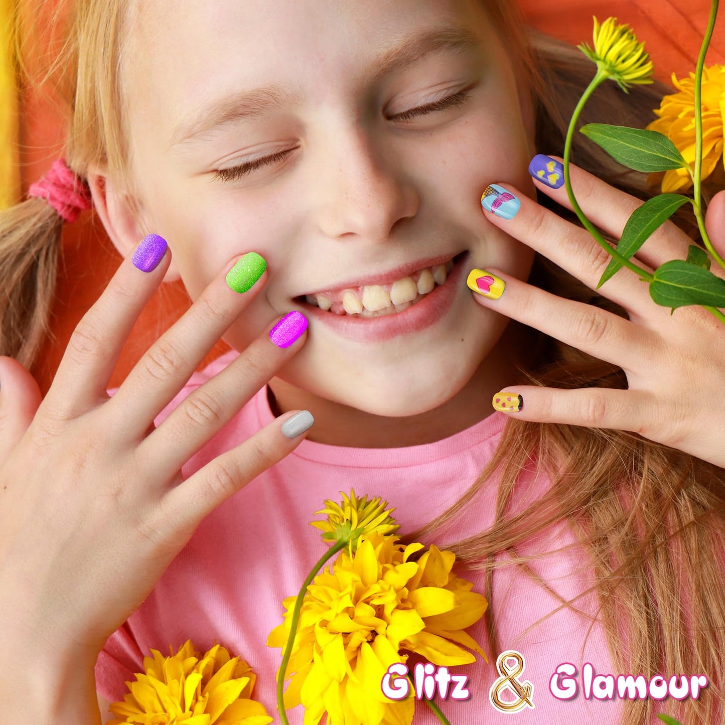 QoQlz Kids Nail Polish Set & Hair Gem Stamper Kit – Safe Water-Based Nail Art for Girls Aged 7–12