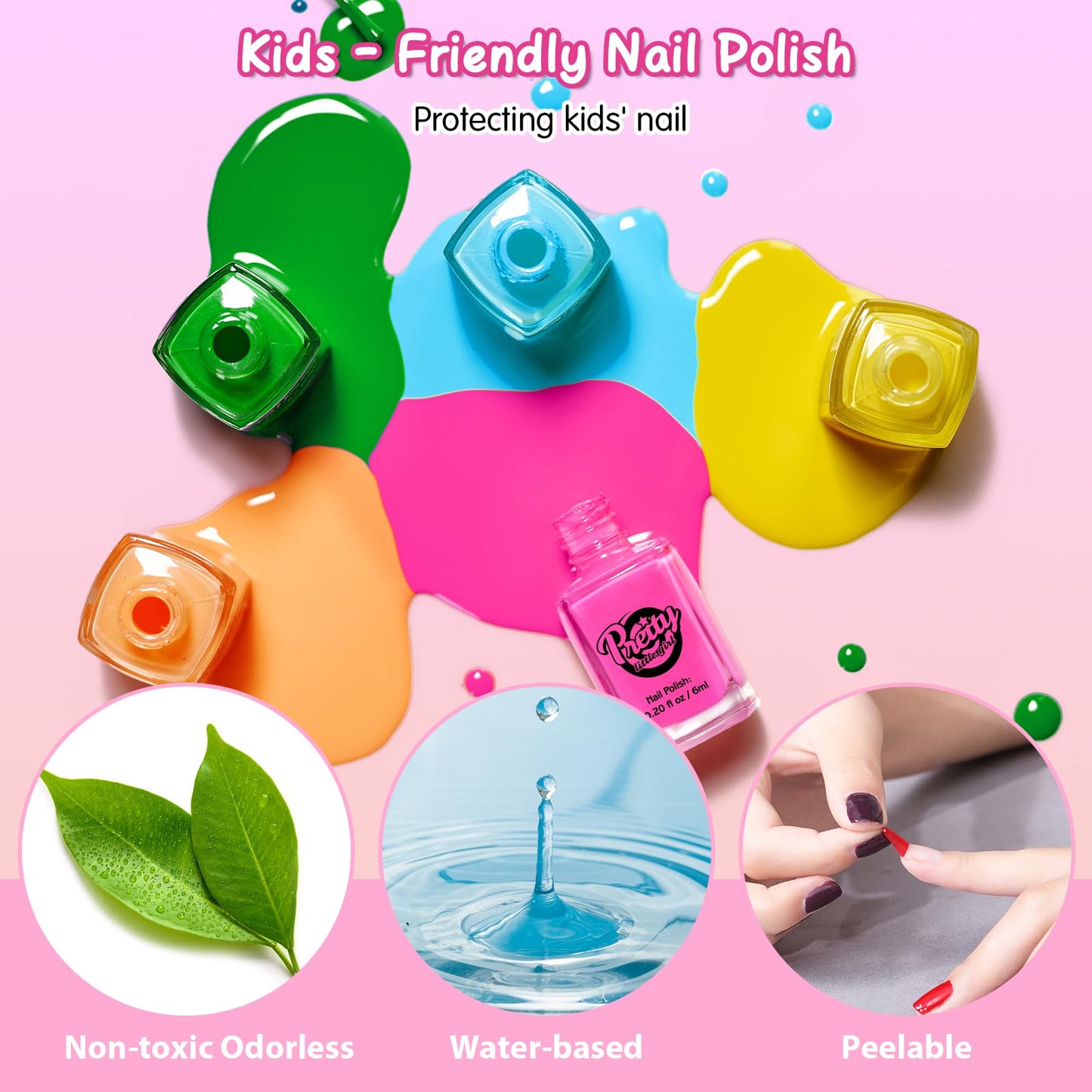 QoQlz Kids Nail Polish Set & Hair Gem Stamper Kit – Safe Water-Based Nail Art for Girls Aged 7–12