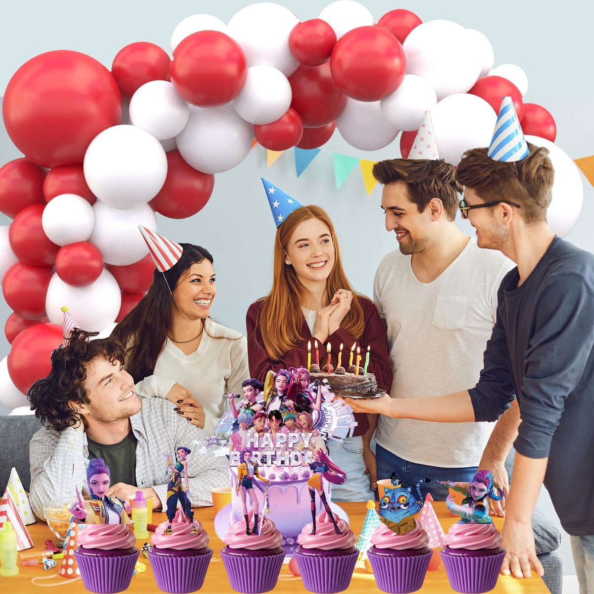 QOQXQOOH 25 Pcs Cartoon Cake Decorations — Happy Birthday Topper Set