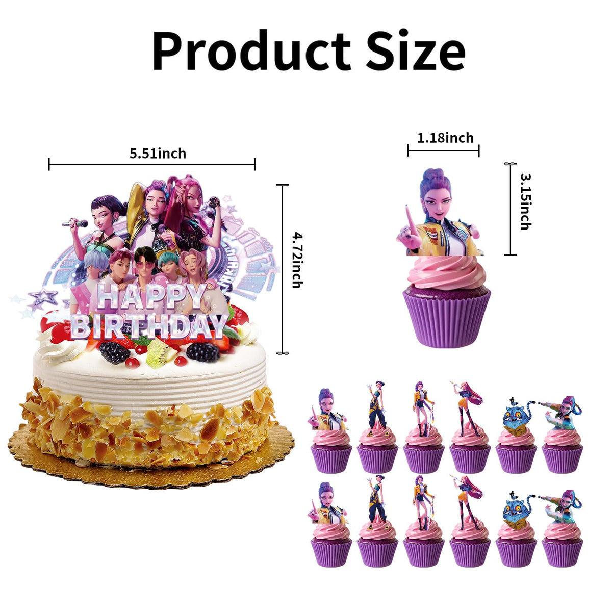QOQXQOOH 25 Pcs Cartoon Cake Decorations — Happy Birthday Topper Set