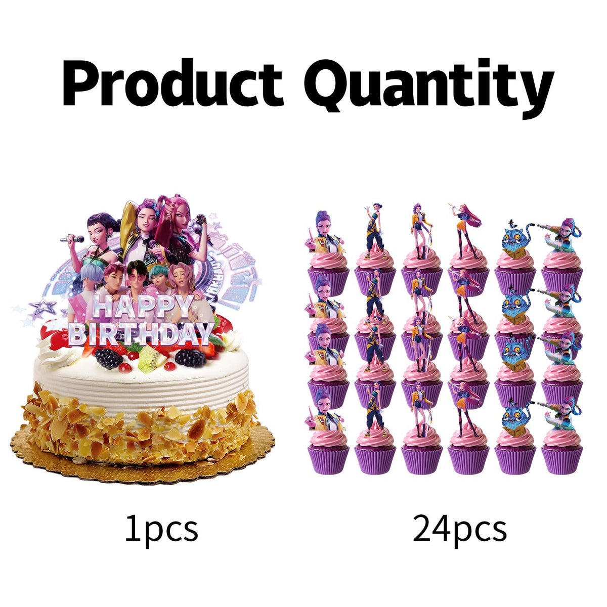 QOQXQOOH 25 Pcs Cartoon Cake Decorations — Happy Birthday Topper Set