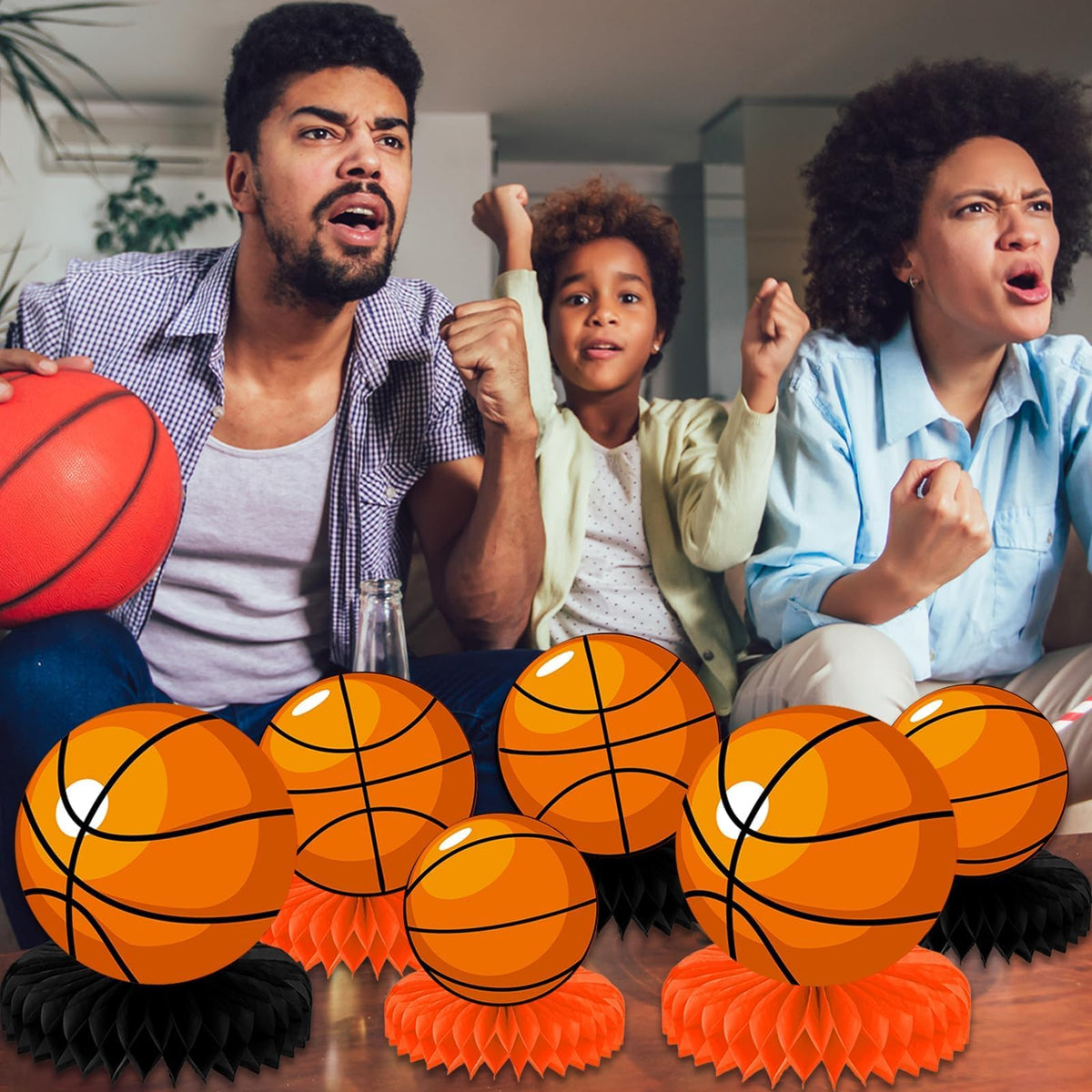 QOUBAI 12 Pcs Basketball Honeycomb Centerpieces – Sports Themed Table Decor