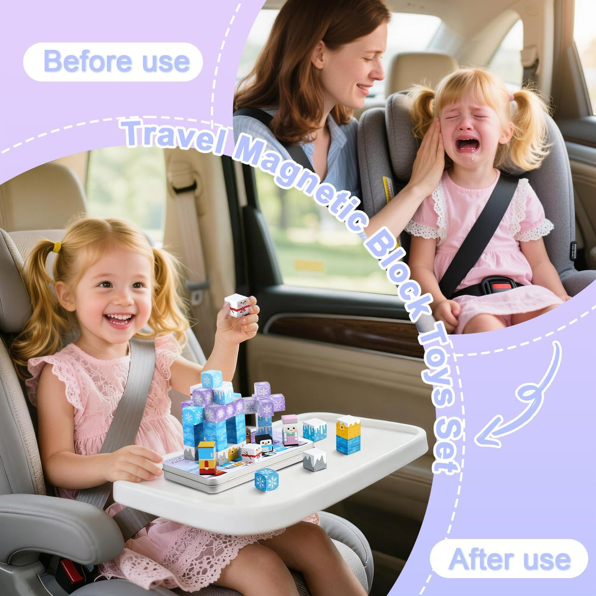 QOUBAI 45PCS Mini Magnetic Building Blocks Travel Toys – Ice World Set with Case (Ages 3-8)