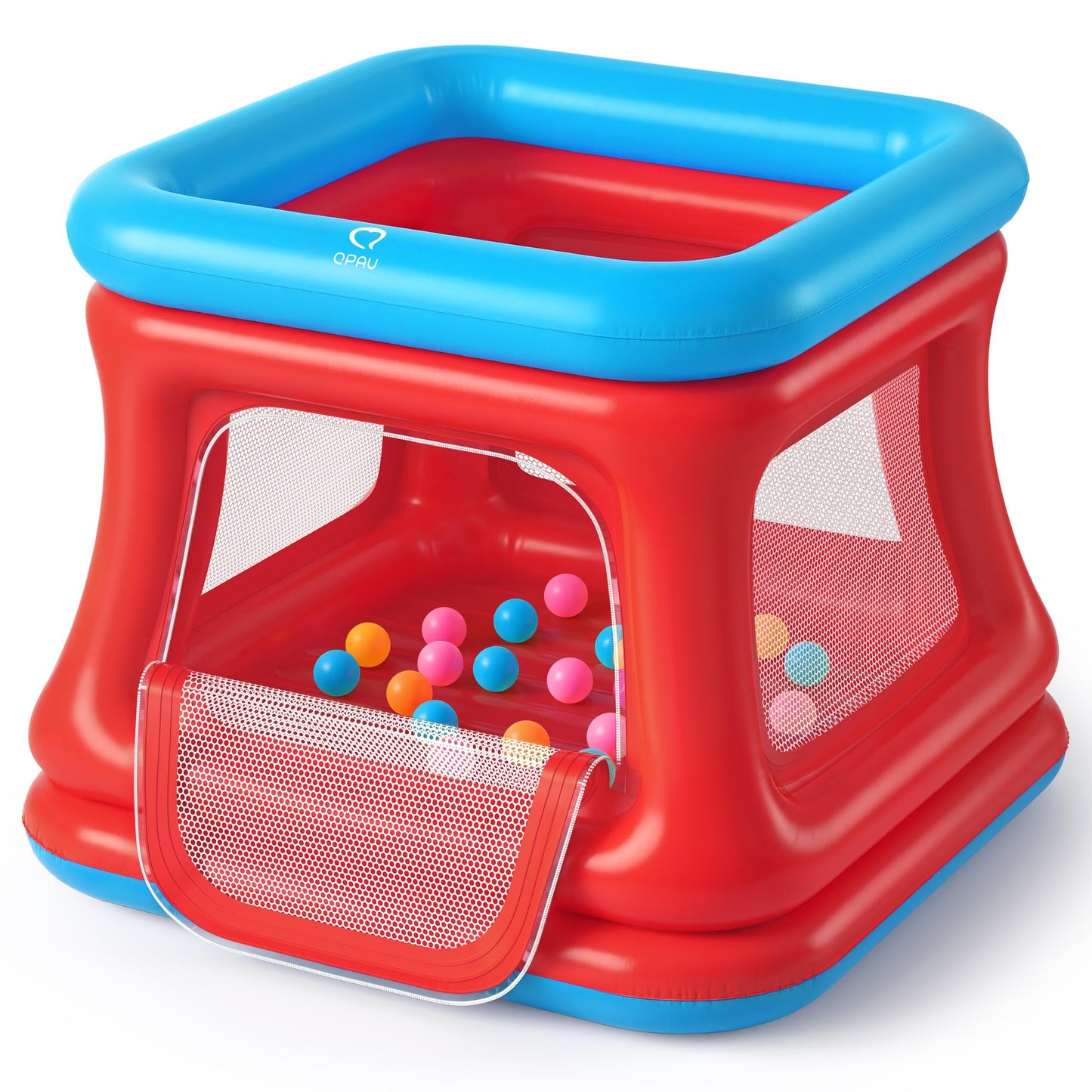 QPAU 3-in-1 Inflatable Bounce House for Toddlers 1-3 – Ball Pit, Trampoline & Safe Play Fence