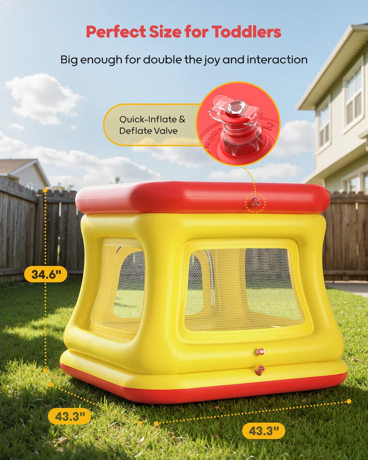 QPAU 3-in-1 Inflatable Bounce House for Toddlers 1-3 – Ball Pit, Trampoline & Indoor/Outdoor Play