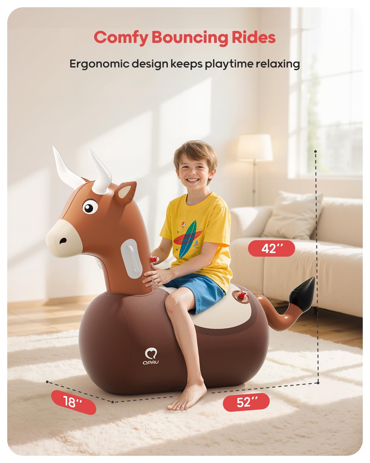 QPAU Inflatable Reindeer Hopper 2-Pack with Pump – Ride-On Toy for Kids & Adults