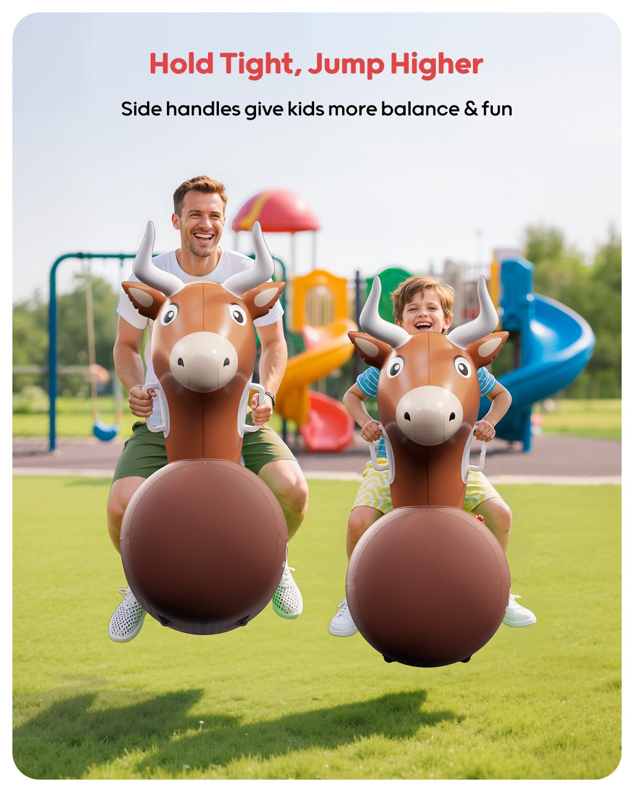 QPAU Inflatable Reindeer Hopper 2-Pack with Pump – Ride-On Toy for Kids & Adults