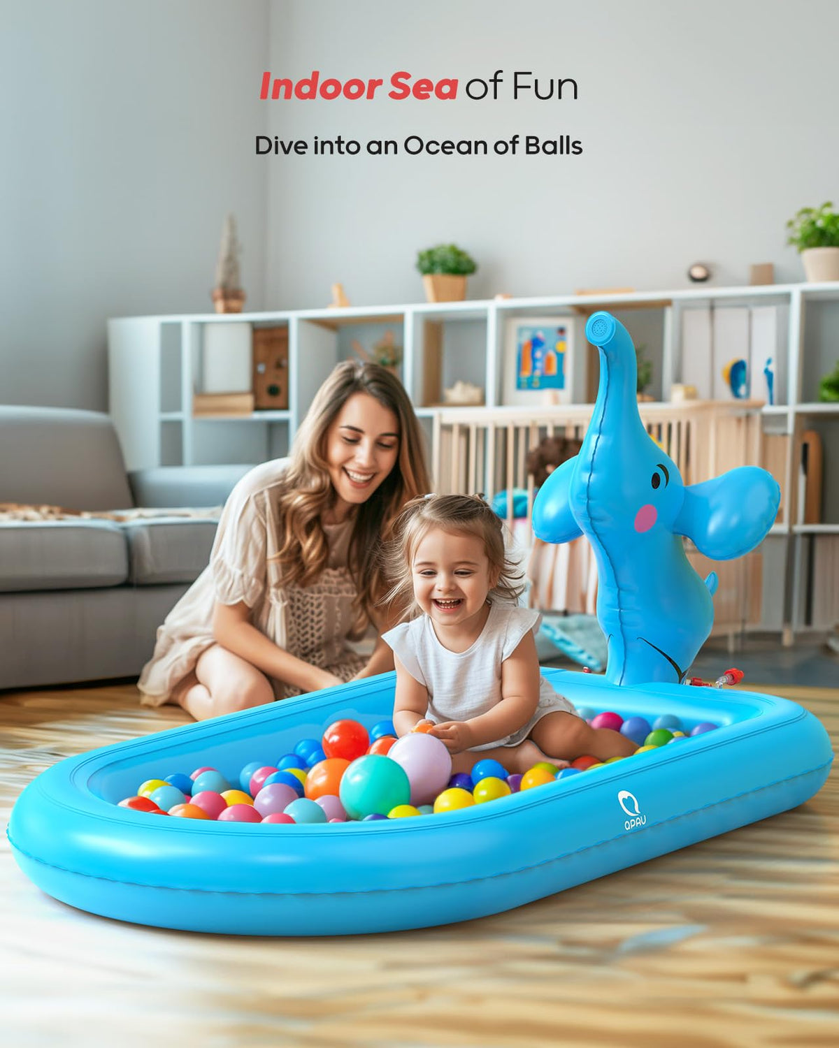 QPAU Splash Pads for Toddlers 1-3 – Blue Elephant Sprinkler Pool for Outdoor Play
