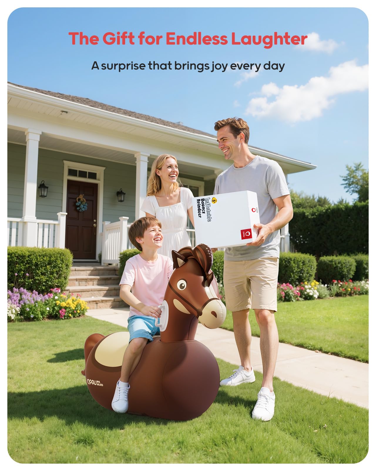 QPAU Inflatable Bouncy Horse Toys 2-Pack with Hand Pump – Heavy-Duty Ride-On for Kids