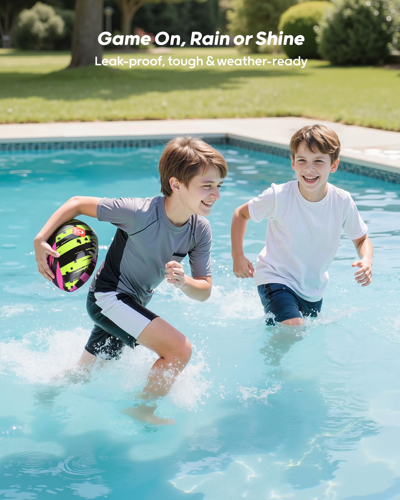 QPAU Waterproof Football (2 Pack) – 10-Inch Outdoor Pool & Beach Toy