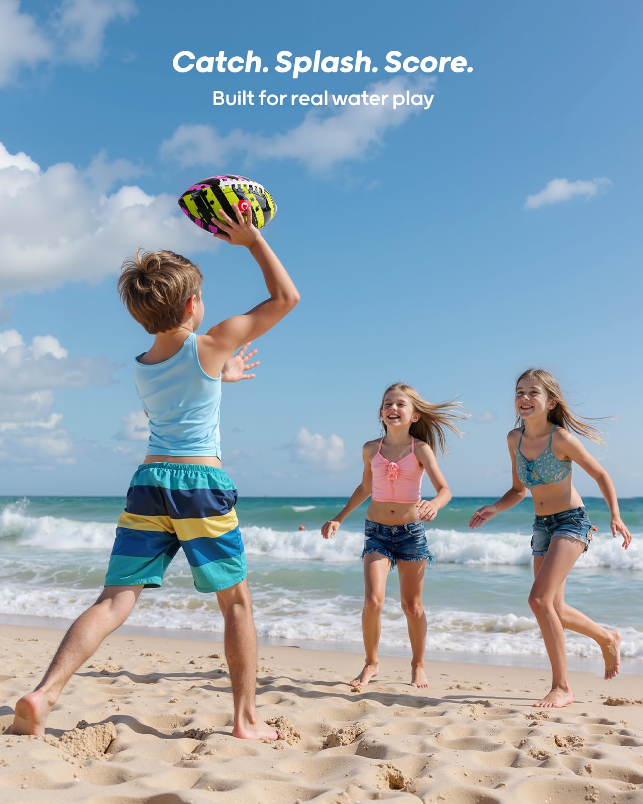 QPAU Waterproof Football (2 Pack) – 10-Inch Outdoor Pool & Beach Toy