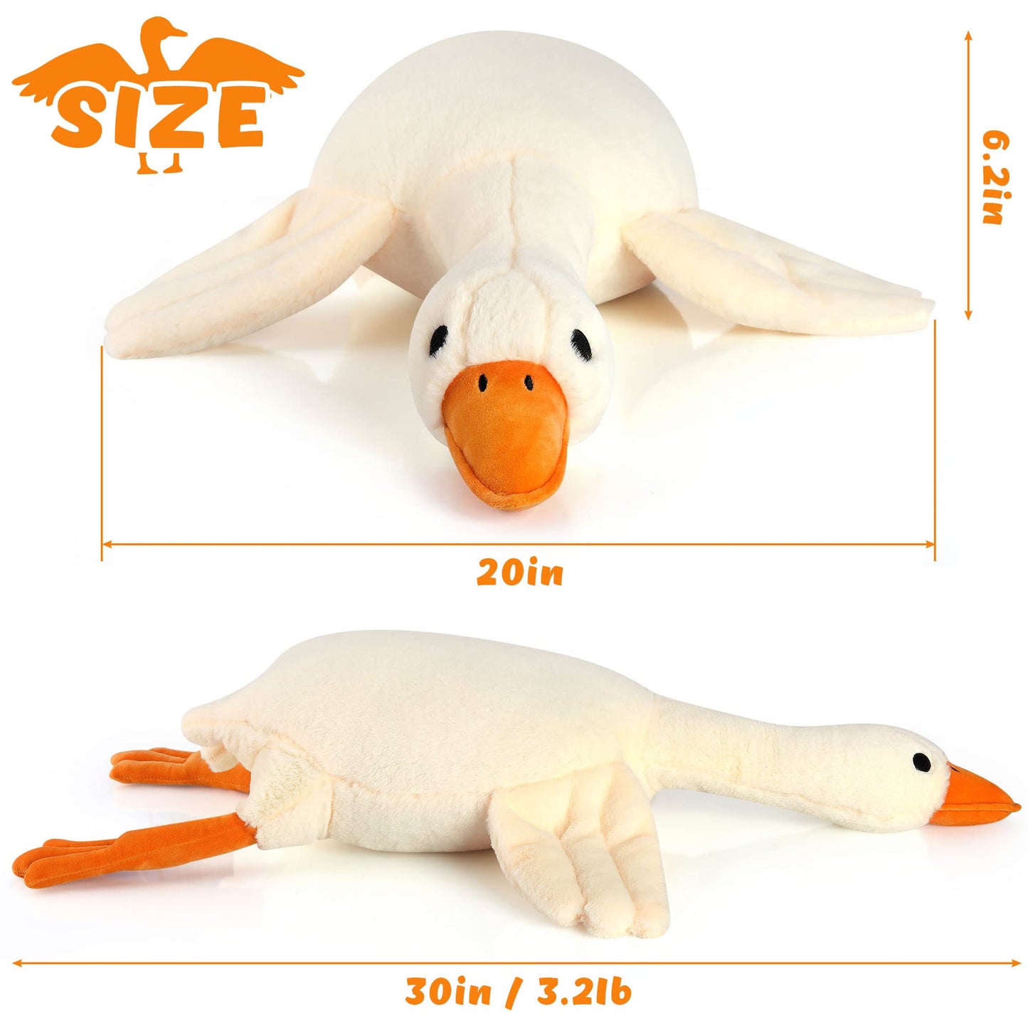 Qpewep 30-Inch Weighted Goose Plush Toy — Soft White Swan Sleeping Pillow