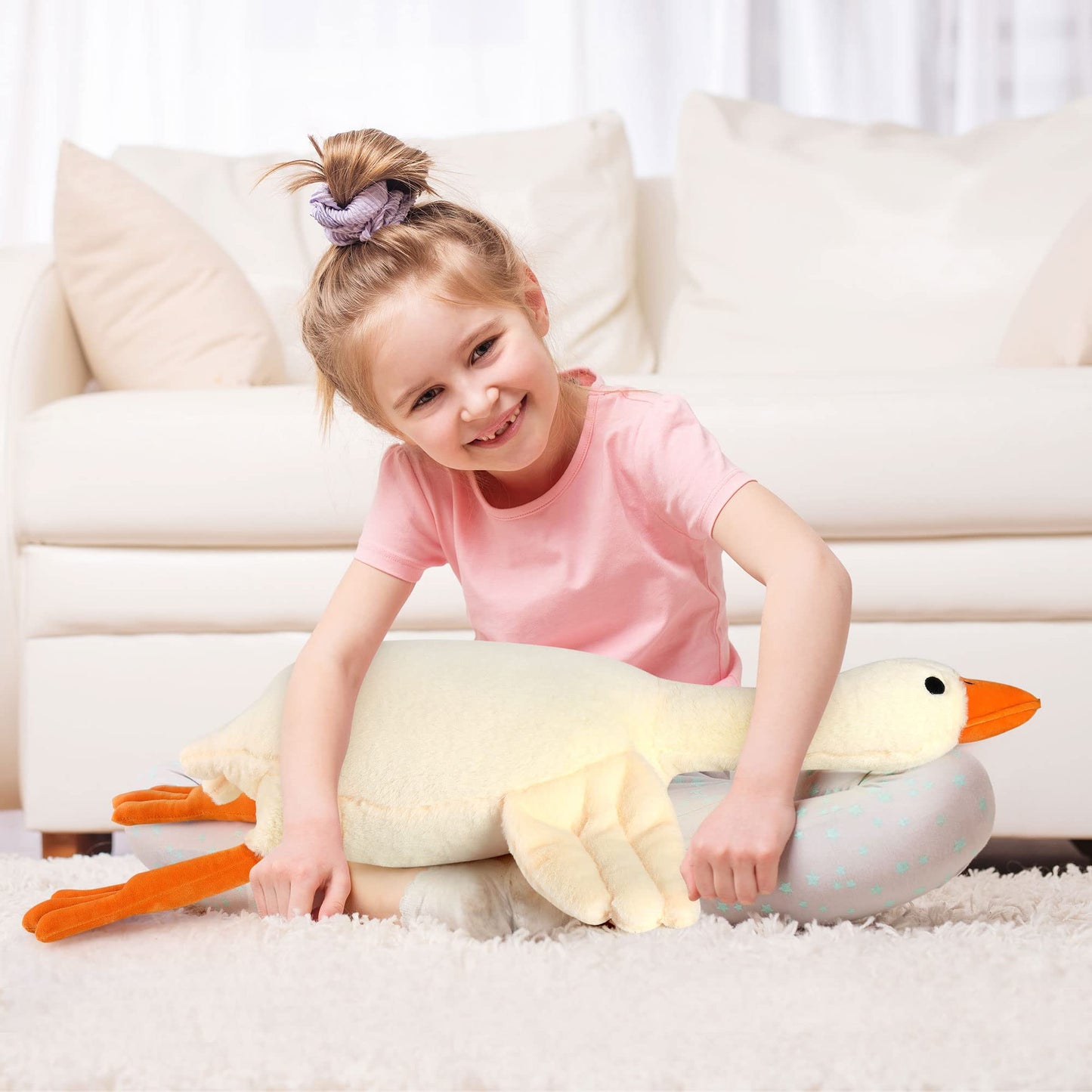 Qpewep 30-Inch Weighted Goose Plush Toy — Soft White Swan Sleeping Pillow