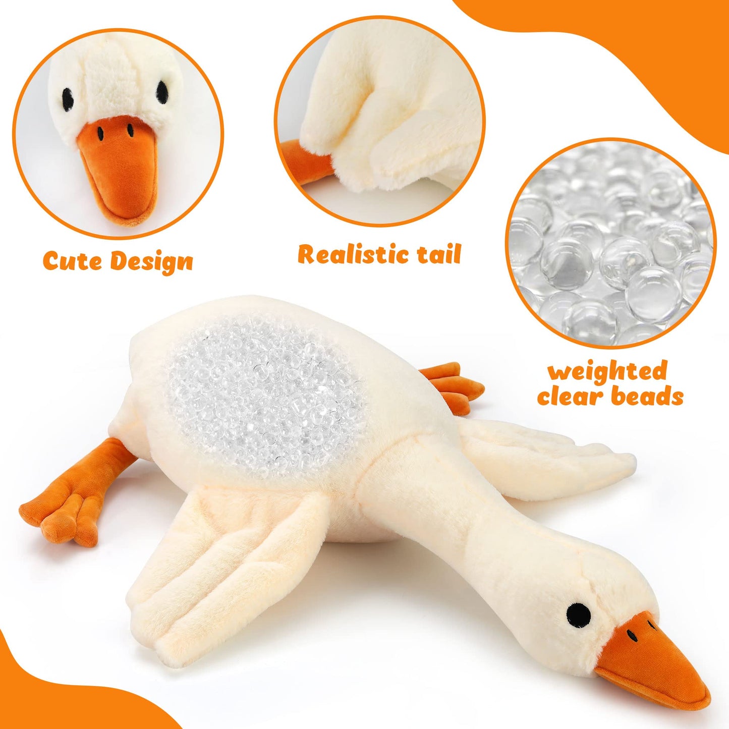 Qpewep 30-Inch Weighted Goose Plush Toy — Soft White Swan Sleeping Pillow