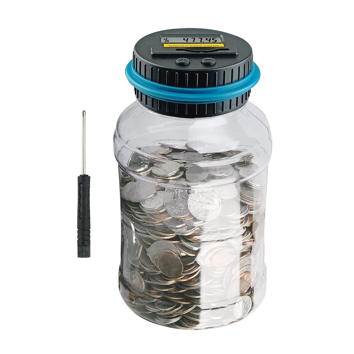 QPEY Large Piggy Bank for Adults – 1.8L Digital Coin Counter with LCD Display