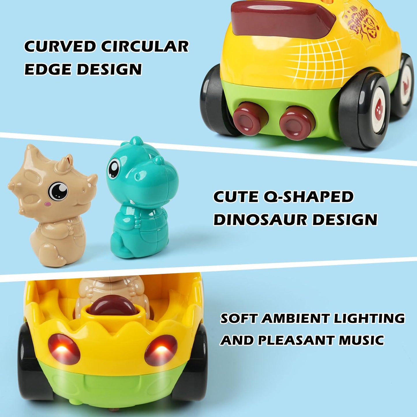 QPOU 2-Pack Remote Control Dinosaur Cars for Kids – Dino RC with Lights & Music