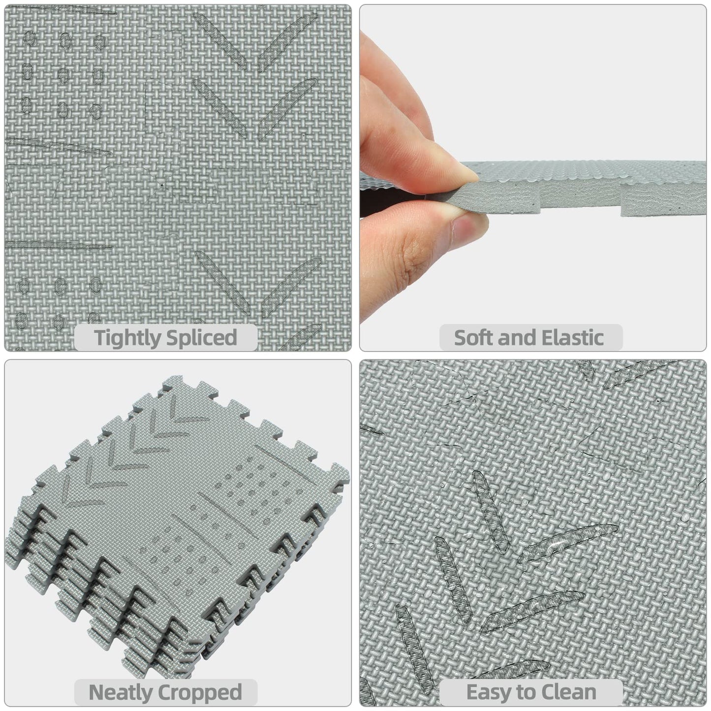qqpp EVA 18 Tiles Baby Play Mat – Interlocking Foam Tiles (Gray)