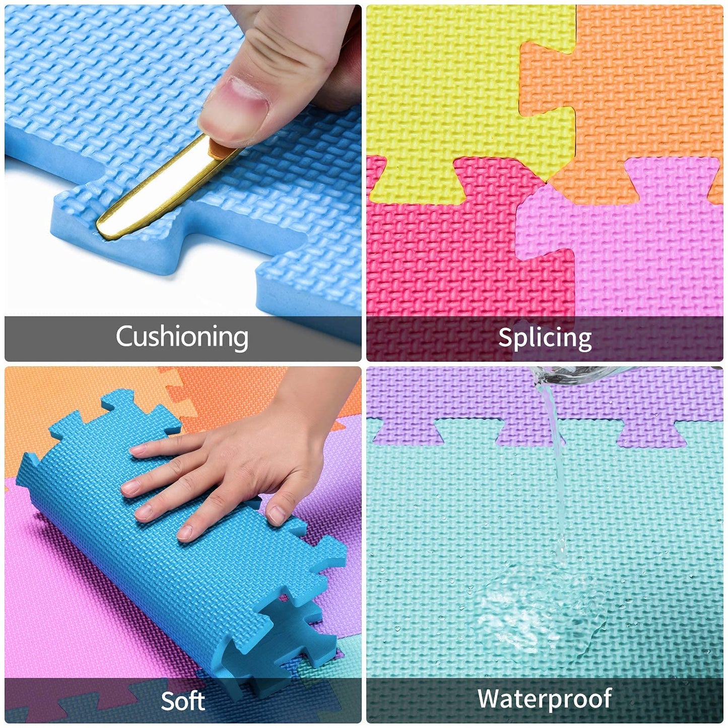 qqpp EVA Rubber 18 Tiles Interlocking Puzzle Foam Floor Mats – Blue Baby Play Mat & Home Workout