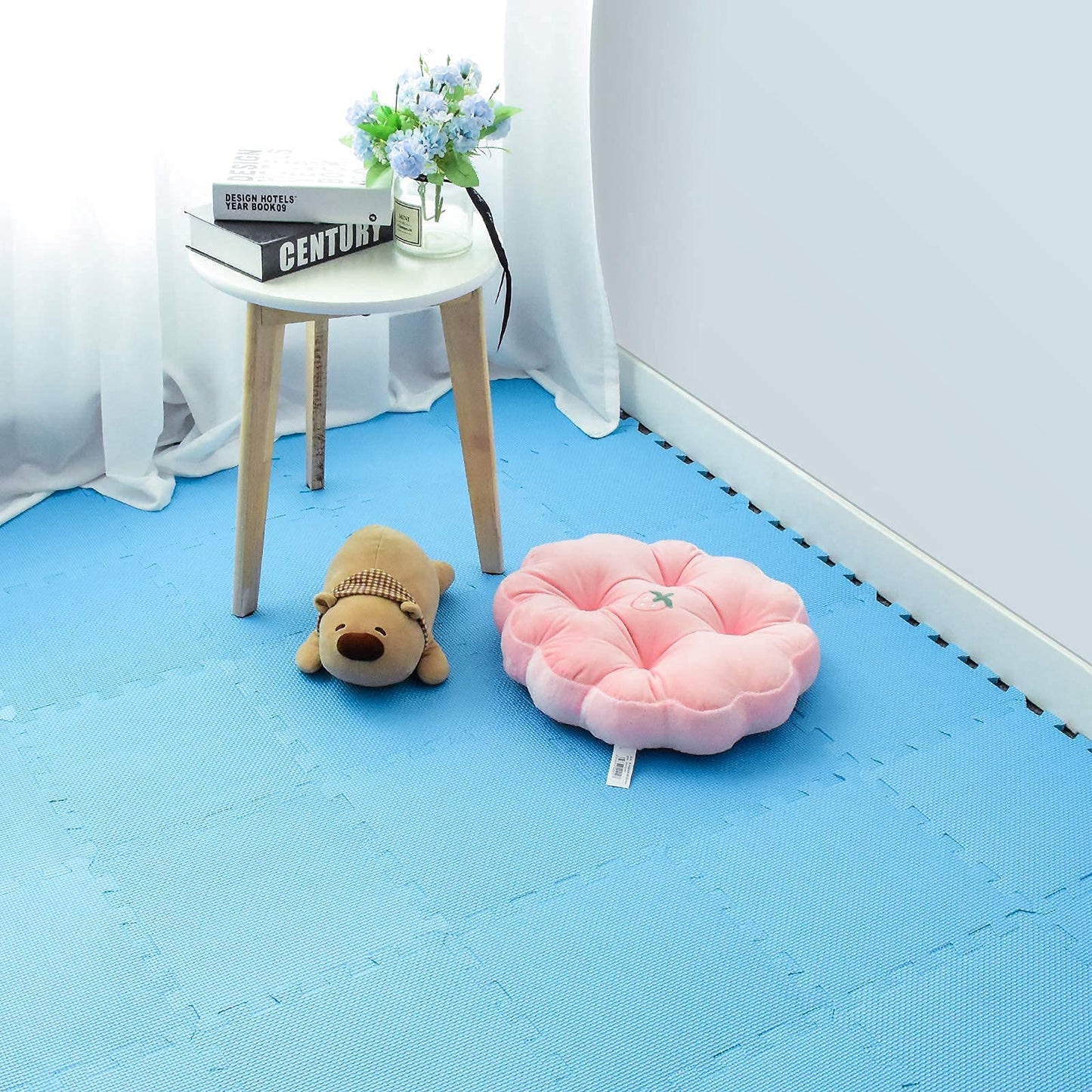 qqpp EVA Rubber 18 Tiles Interlocking Puzzle Foam Floor Mats – Blue Baby Play Mat & Home Workout