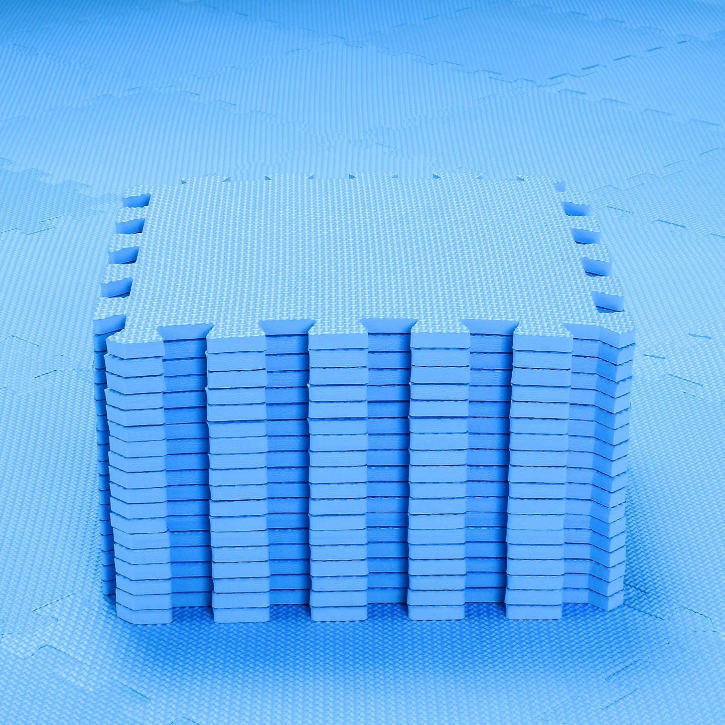 qqpp EVA Rubber 18 Tiles Interlocking Puzzle Foam Floor Mats – Blue Baby Play Mat & Home Workout