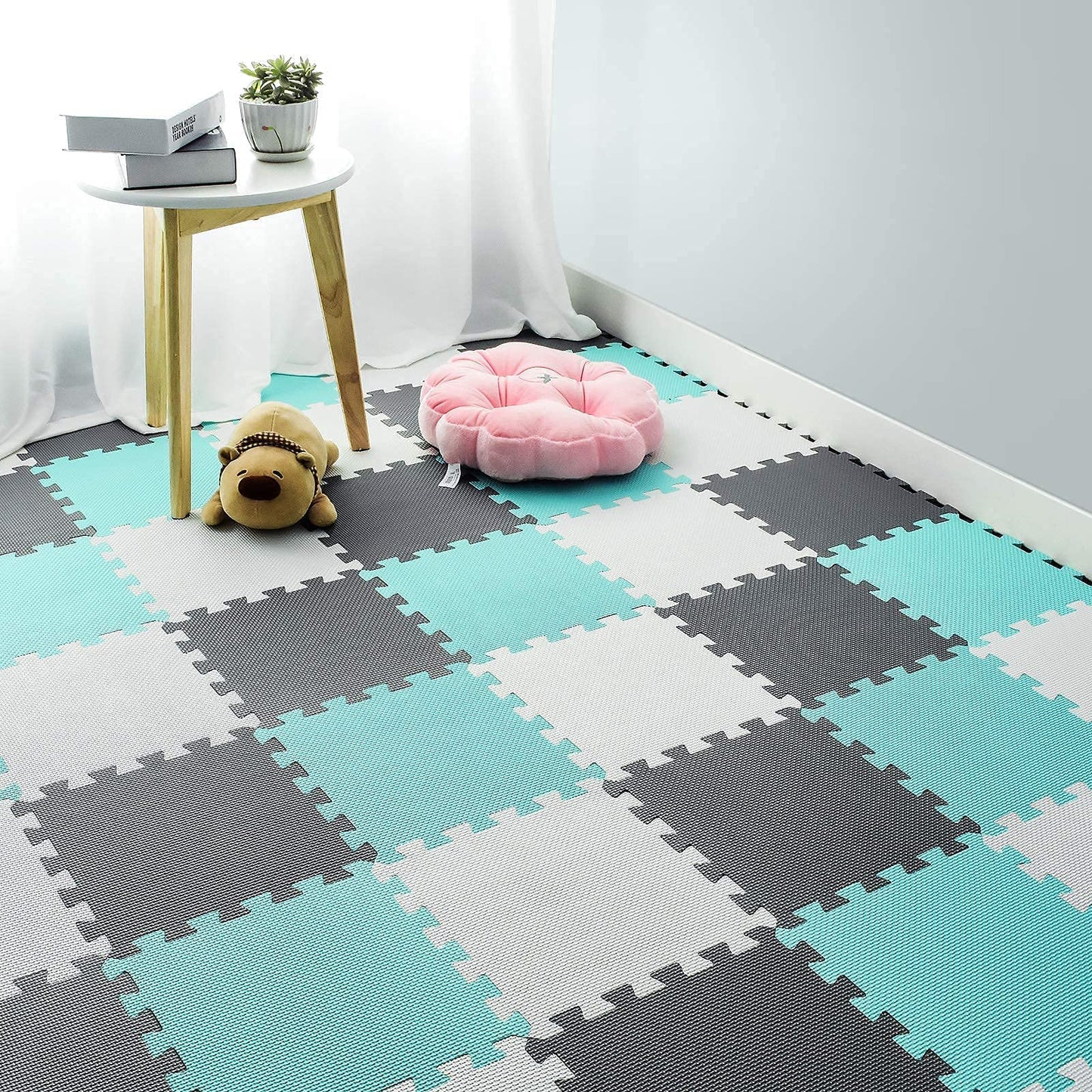 qqpp EVA Rubber 18 Tiles Interlocking Floor Mats – Baby Play Mat & Home Workout