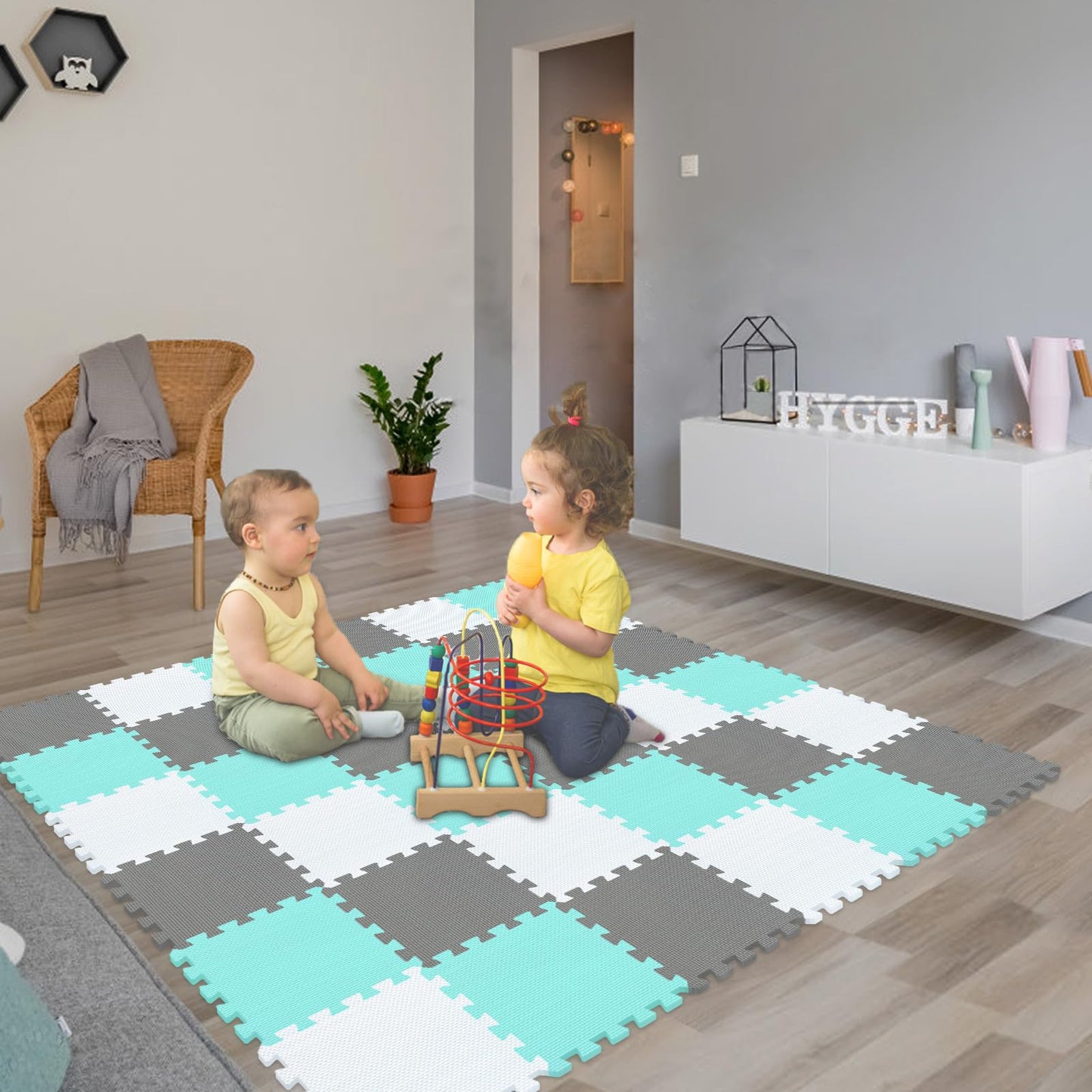 qqpp EVA Rubber 18 Tiles Interlocking Floor Mats – Baby Play Mat & Home Workout