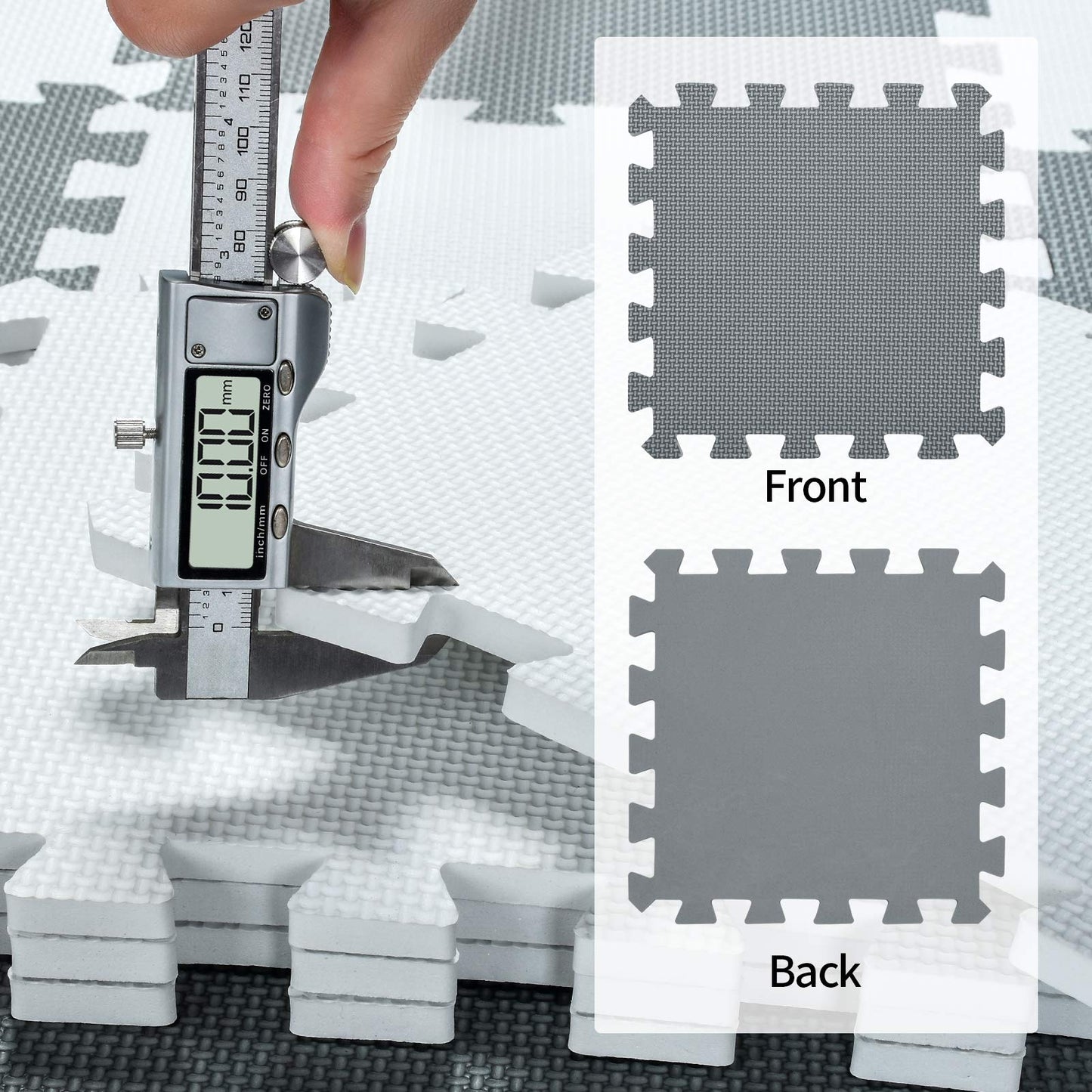 qqpp EVA Rubber 18 Tiles Interlocking Puzzle Floor Mats – Baby Play Mat & Exercise Mat (Beige, Gray)