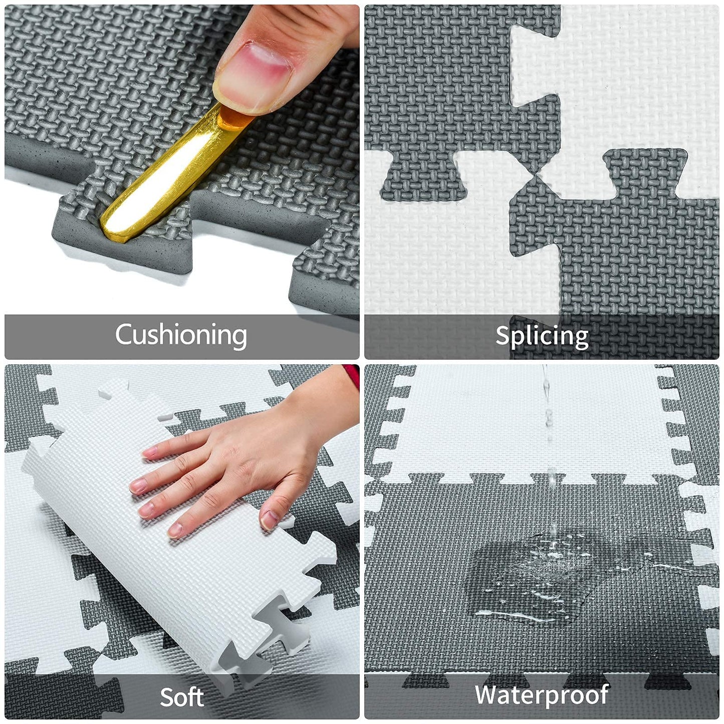 qqpp EVA Rubber 18 Tiles Interlocking Puzzle Foam Floor Mats – Beige Baby Play Mat & Home Workout (QC-Jb18N)