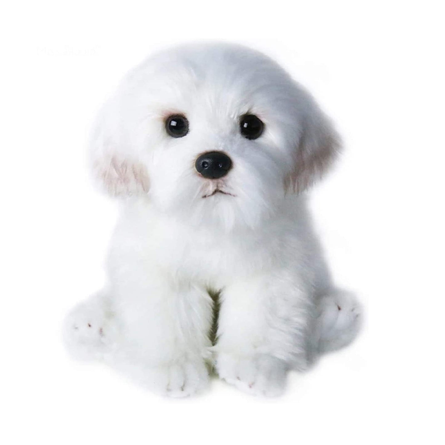 QREZAA 14-Inch Realistic Maltese Dog Plush – White Stuffed Animal Pillow